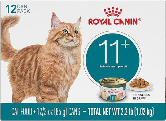 Royal Canin Feline Health Nutrition Aging 11+ Wet Cat Food for Seniors, Thin Slices in Gravy for Cats Over 11 Years, Supports Optimal Health & Vitality, 3 oz can, case of 12