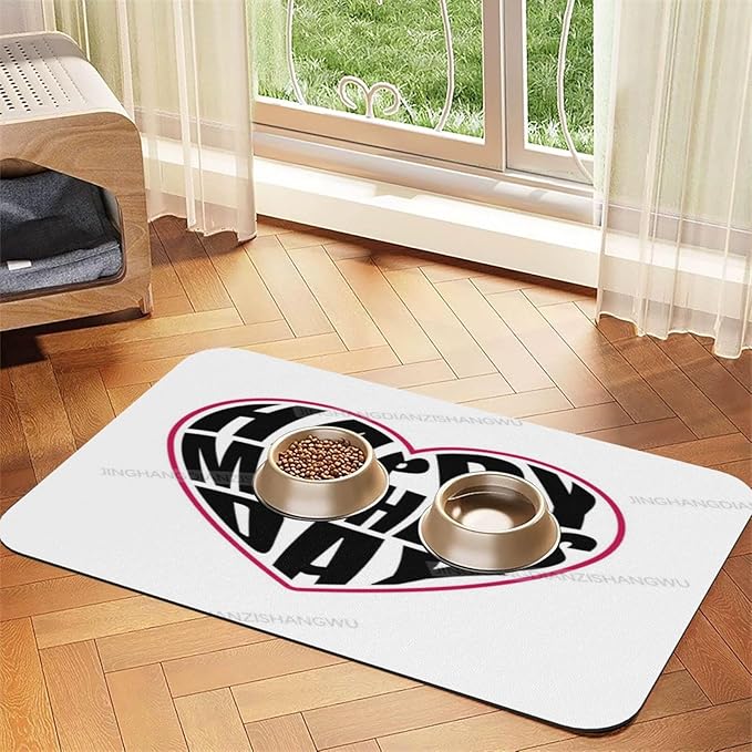 Pet Feeding Mat Absorbent Dog Mat for Food and Water Bowl Dog Accessories Happy Mother's Day Art Gift for Mom Fs Pet Supplies Dogs Quick Dry Cat Water Dispenser Mats 24x16In