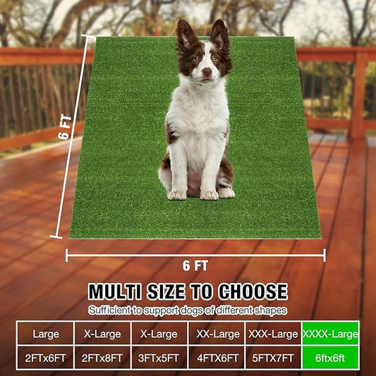 GLOBREEN Large Artificial Grass Outdoor for Dogs - 6 FT X 6 FT Fake Grass for Pets Potty Training - Turf Rug Roll for Kennel Playpen Whelping