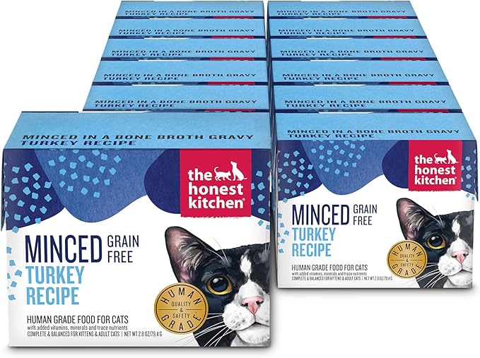 The Honest Kitchen Human Grade Grain Free Minced Turkey in Bone Broth Gravy Wet Cat Food, 2.8 oz x12
