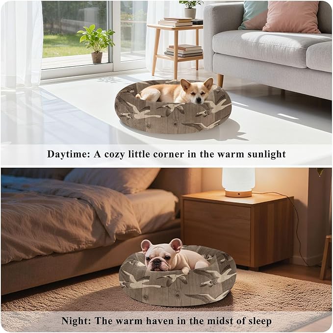 Pet Dog Beds Removable & Washable fluffier Orthopedic Dog Bed for Small Size Pets Supplies Flock Bird Pattern