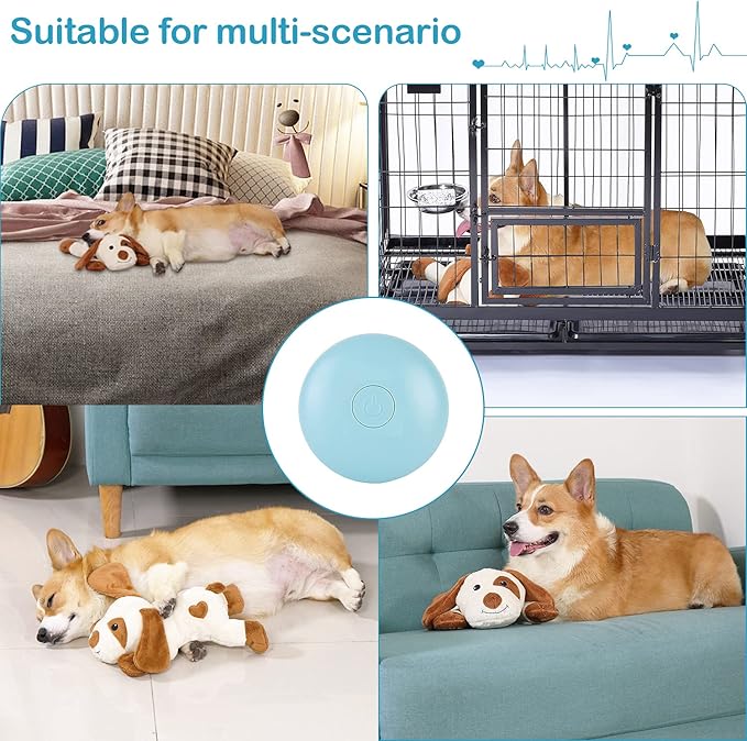 Heartbeat Dog Toy for Puppy- Helps for Dog Anxiety Relief and Calming Aid, Stuffed Animal Anxiety Calming Behavioral Aid Puppy Heartbeat Toy Sleep aid for Dogs Cats Pets