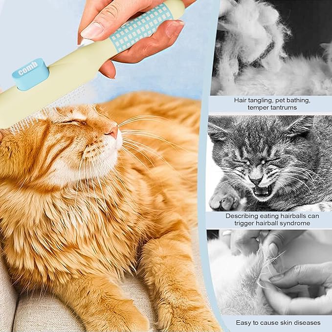 Cat Combs | Self-Cleaning Supplies with Metal Teeth | Cat Hair Comb | for Dog Puppy Animals Indoor Home Shedding