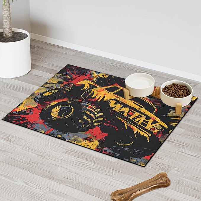Cool Car Dog Food Mat for Floors Absorbent, Quick Dry Water Dispenser Mat for Food, Water, Pet Supplies 17" x 30",
