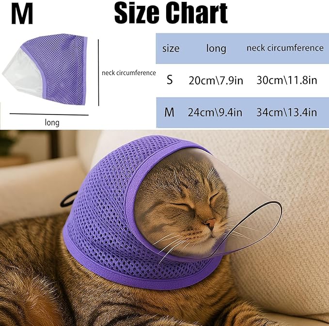 Cat Muzzle – Anti Bite Breathable Mesh Face Cover, Adjustable Strap Design, Lightweight Soft Material, Secure Head Fit Structure, Safe Restraint Control Function | Cat Grooming Nail Trimming Scratch P
