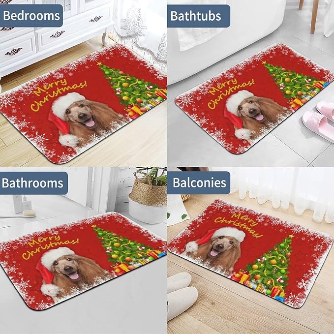 Personalized Christmas Dog Door Mats - Custom Winter Pet Cat Doormat with Photo - Rubber Door Mats, for Pet Lover