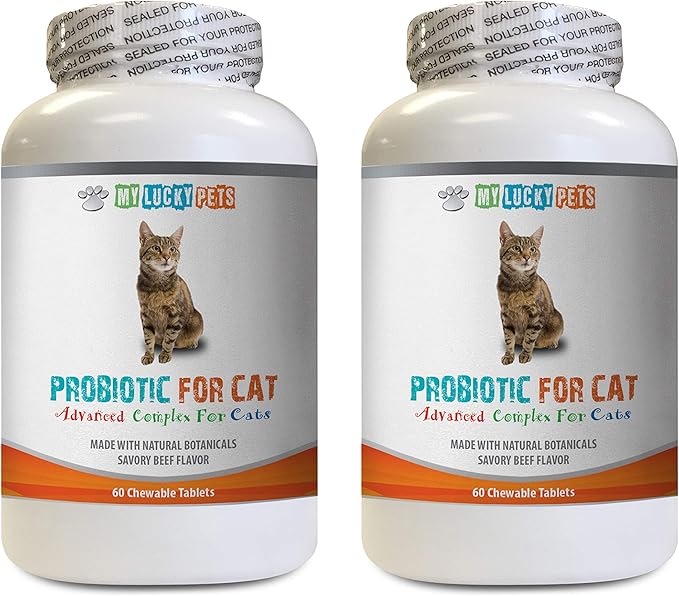 cat Digestive Vitamin - CAT PROBIOTICS - Advanced Natural Digestive AID Formula - GET RID of Bad Breath and Stop Diarrhea - cat probiotic prebiotic Enzyme - 2 Bottles (120 Treats)