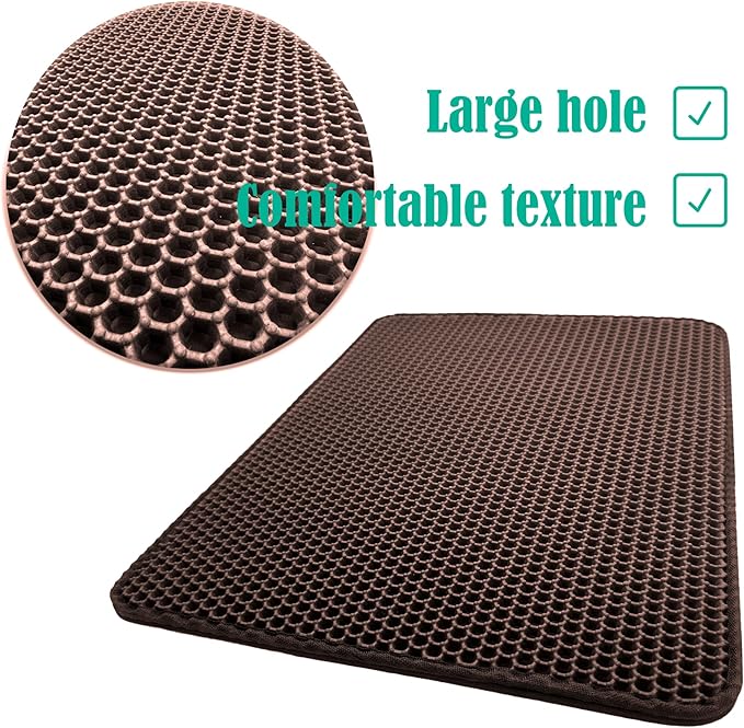 HTTMT- (29.5x23 inch) Pet Supplies Cats Litter & Housebreaking 75X58 Brown Cat litter Mat Double Layer Pad Trapper Folding Pad EVA Foam Rubber