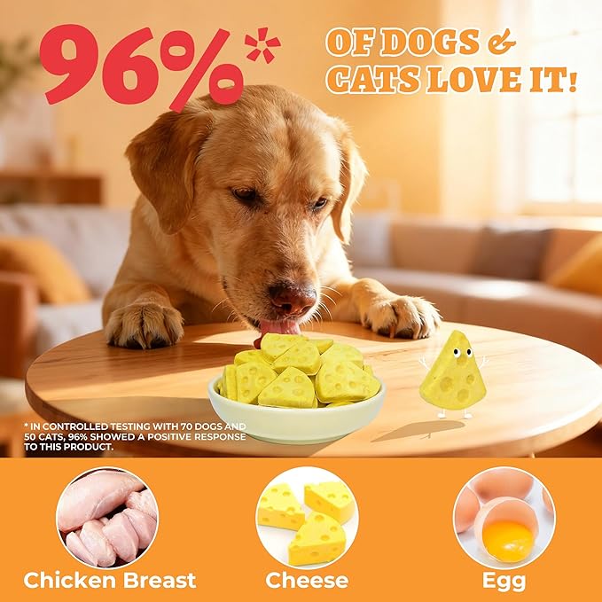 Wellix 7.41oz Freeze Dried Cheese Dog Treats - High-Protein,Grain-Free Crunchy Training Treats for Dogs & Cats - Digestive Health Food Toopers for Puppy Snacks