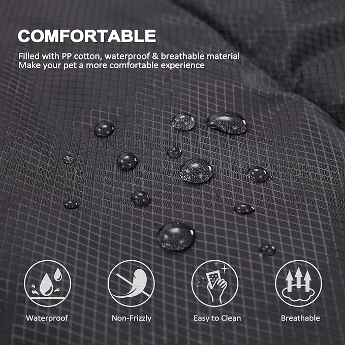 BDEUS 51x35In Extra Large Size Outdoor Dog Bed, Waterproof & Portable Camping Travel Pet Mat, Easy to Clean, Washable Odor Resistant Pet Cooling Pad (Black)