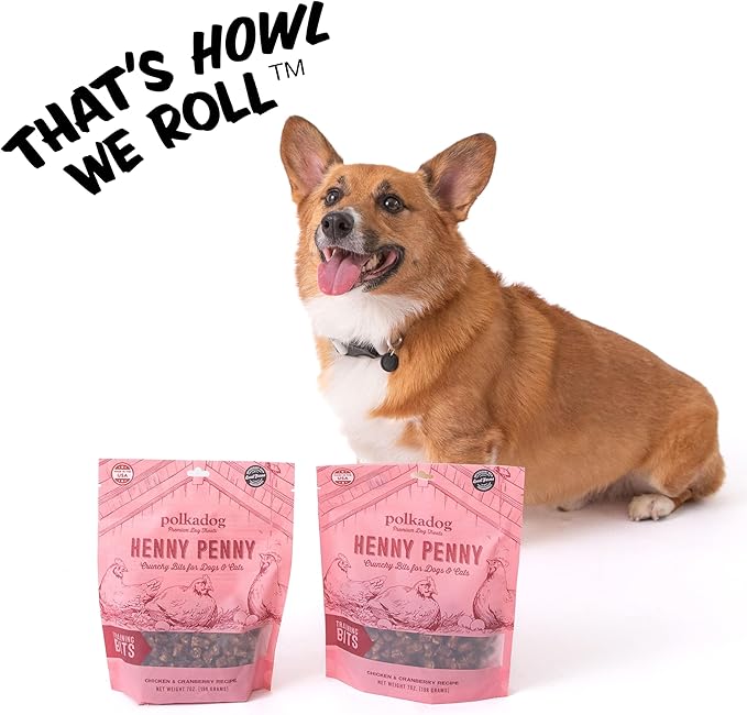 Polkadog Henny Penny Chicken & Cranberry Crunchy Training Bits - All Natural, Limited Ingredient, Premium Training Treats for Dogs. Great for Allergies, Handcrafted in USA - 7oz (1pk)