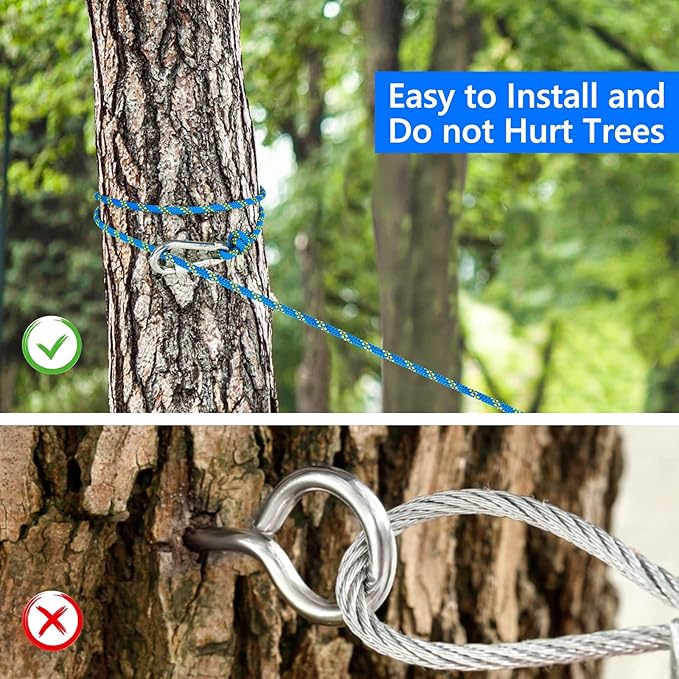 XiaZ Dog Tie Out Cable for Camping, 100ft Portable Overhead Trolley System for Dogs up to 200lbs，Dog Lead for Yard, Camping, Parks, Outdoor Events,5 min Set-up Blue