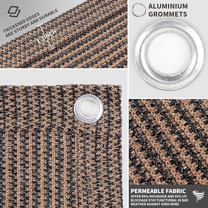 LOVE STORY Custom Size 2'6''x33' Brown Balcony Privacy Screen,UV Block Privacy Fence Screen,90% Shield for Outdoor Pool Garden Apartment Railing