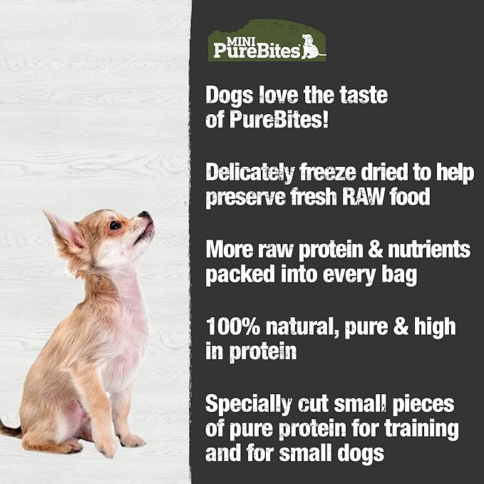 PureBites Mini Beef Freeze Dried Dog Treats, 1 Ingredient, Made in USA, 3oz
