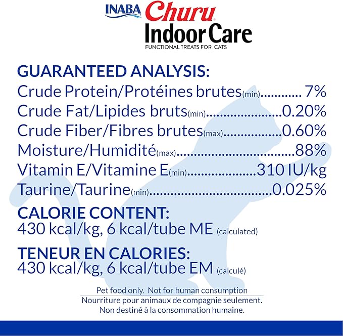 INABA Churu Hairball Control, Functional, Creamy Lickable Purée Cat Treat with Taurine & Vitamin E, 0.5 Ounces Each, 24 Tubes (4 per Pack), Chicken Recipe - Packaging May Vary*