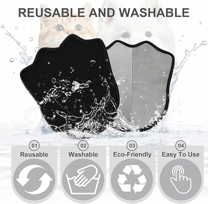 RCL Pet Hair Removal Glove, Upgraded Reusable Electrostatic Pet Hair Remover Mitt for Cats & Dogs, 5-Finger Design Grooming Glove for Sofa, Clothes, Carpet, Car Seat (1pc, Black)
