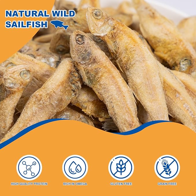 Freeze Dried Minnows Dog Cat Treats - High Protein Omega-3 Training Rewards, Supports Joint Health & Shiny Coat (80-90 Count)
