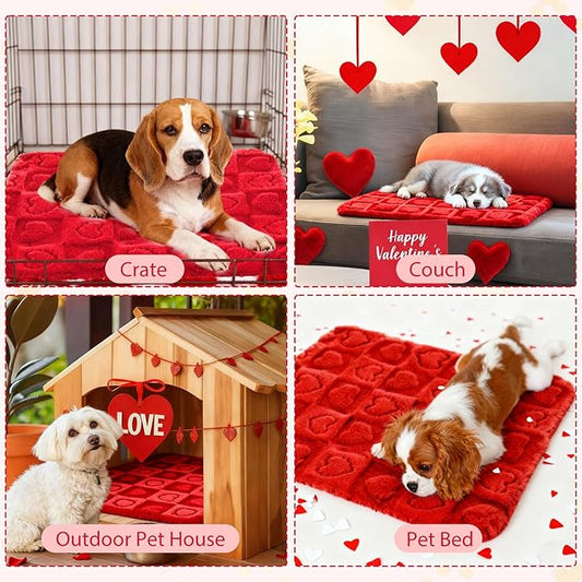 3 Pack Self Warming Cat Bed Mat Self Heating Dog Pad Reflects Body Warm Thermal Pet Pad Washable Non Slip Crate Kennel Bed Mat for Indoor Outdoor, 20 x 15 Inch(Red)
