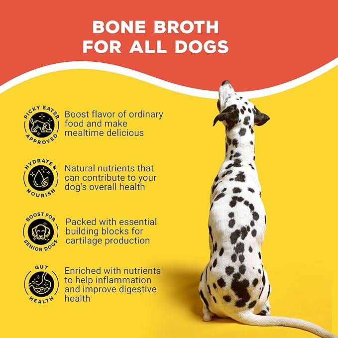 Brutus Broth Dog Food Topper - Bone Broth Powder with Probiotics for Dogs - Made with Natural Ingredients, Human-Grade Quality - Serve Dry or Wet - Pork Flavor - 3.5 oz Pack (Makes 130 oz with Water)