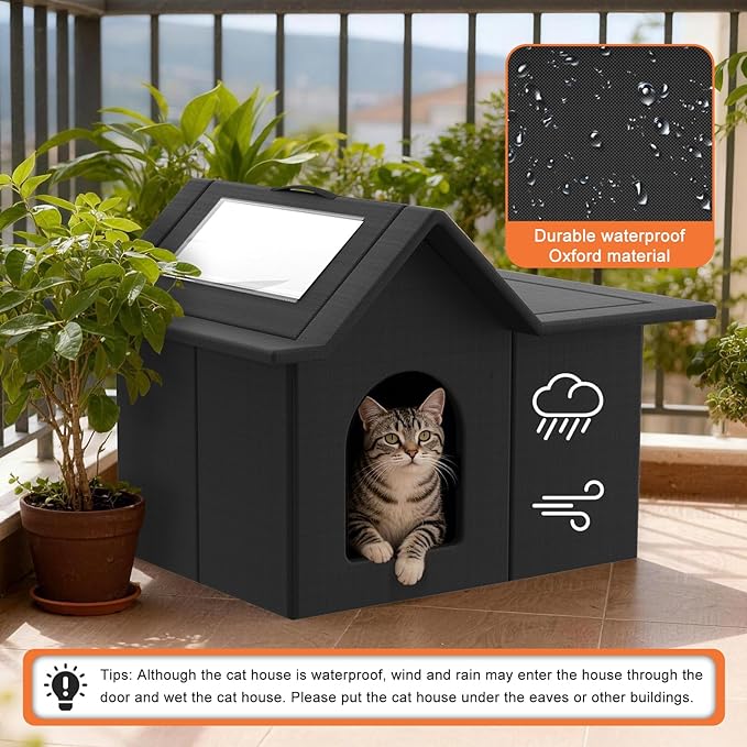 Outdoor Cat House, Weatherproof Pet Shelter for Cats, Durable Cat Bed for Outdoor Indoor, Easy Assembly