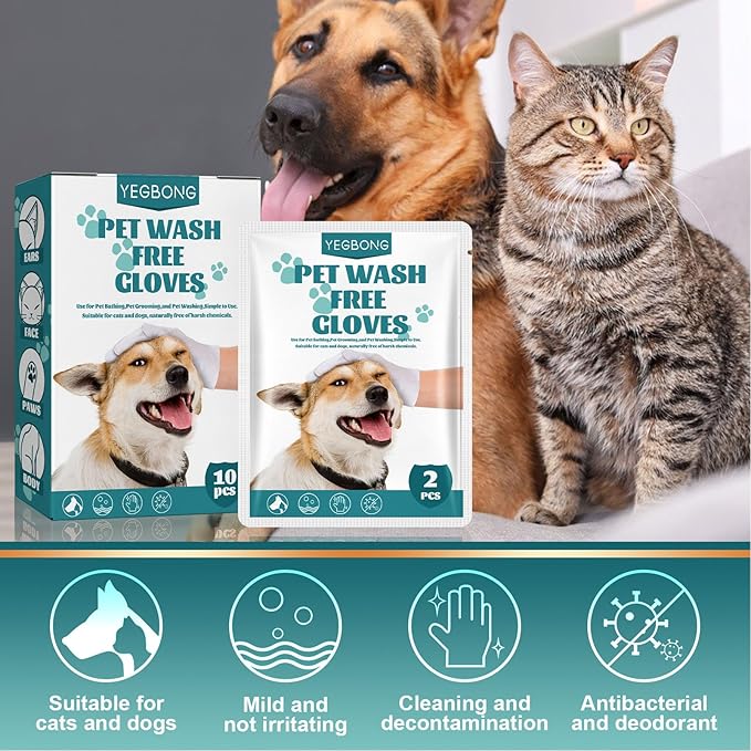 10PCS Pet Grooming Glove Wipes, Soft Comfortable Extra Thick Non Woven Disposable Gloves for Dogs Cats Paws Face Ear Fur and Butt