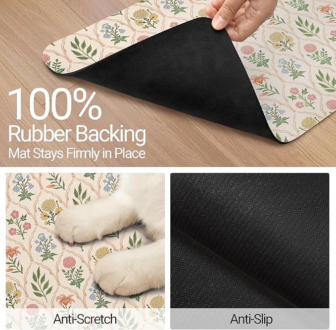 Dog Food Mat, Absorbent Waterproof Non-Slip Pet Cat Bowl Feeding Mat for Food & Water Pet Supplies 12 * 20"
