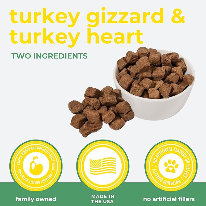Momentum Carnivore Nutrition Freeze-Dried Turkey Training Bites – Two Ingredients-Turkey Gizzards and Hearts, All-Natural Dog Treats –Made in USA – Perfect for Training & Rewards- 2.5 oz Bag
