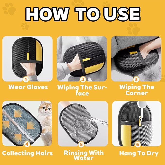 Pet Hair Removal Glove,Magic Brush Pet Hair,electrostatic pet Hair Remover Glove,Laundry/Couch/Carpet/Car Seat for 2025 New Reusable Magic Brush Cat & Dog Remover Tool