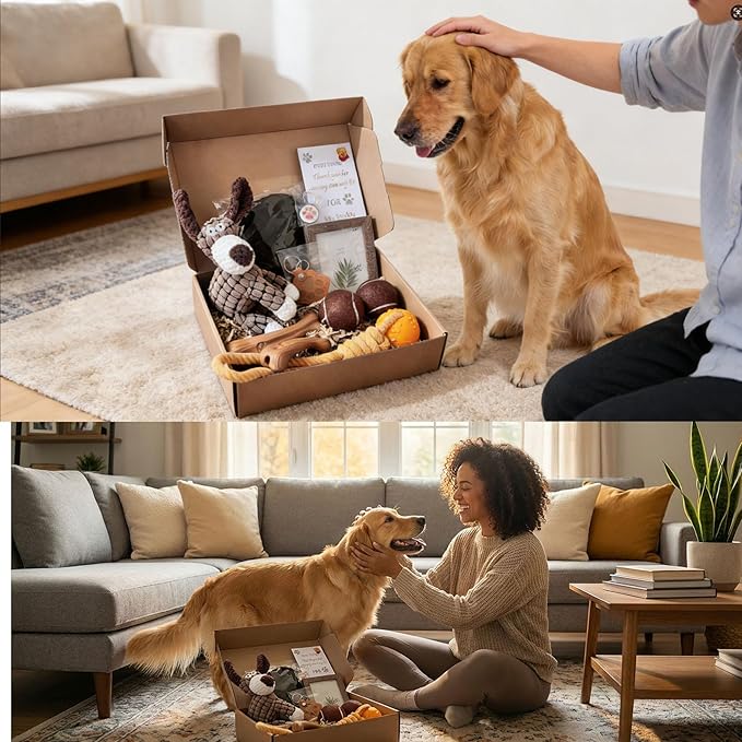 AiVIE Puppy Starter 10-Piece Set | Dog Gift Basket, Pet Gift Box & Interactive Toy Pack,Perfect for New Puppy Welcomes,Birthdays & Christmas,Memorial Day—Pet Gifts for Doggie Lovers