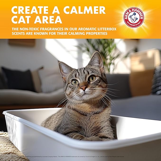 Arm & Hammer Cat Litter Deodorizing Crystals with Baking Soda, Calming Litter Box Odor Eliminator, Dissolving Litter Crystals for Cat Litter Odor Control, Chamomile Scent, 15 Oz