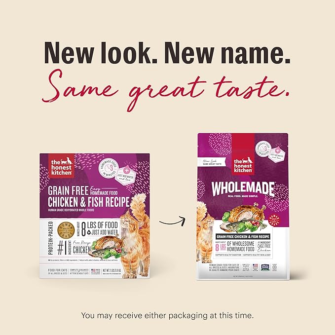 The Honest Kitchen Human Grade Dehydrated Grain Free Chicken & Fish Cat Food, 2 lb Box