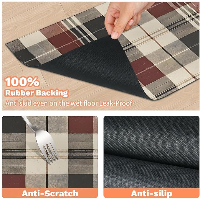 Buffalo Check Dog Food Mat for Floors Absorbent, Quick Dry Water Dispenser Mat for Food, Water, Pet Supplies 16" x 24", Buffalo Check