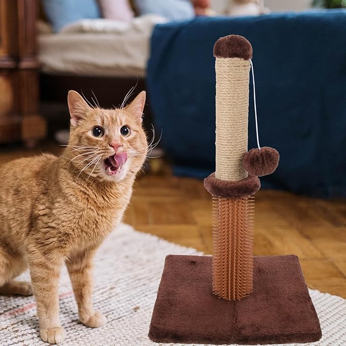Beaupretty Wear-Resistant Kitten Scratcher Vertical Cat Scratching Post with Palm Plush Cover Sturdy Daily Use Cat Scratch Board Includes Perch and Play Platform