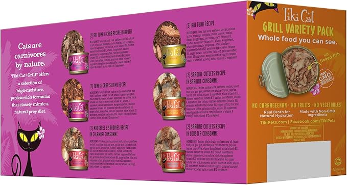 Tiki Cat Grill Wet Cat Food, Variety Pack, 2.8 oz. Cans (12 Count)