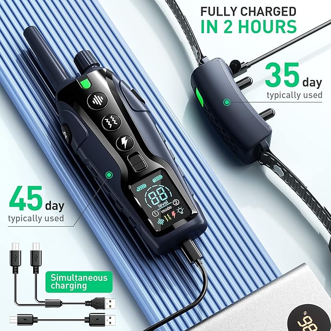 Dog Shock Collar 2 Dogs(15-150lbs) with Flashing Light for Night Walks,4000FT Dog Training Collar Adjustable Pitch Beep(1-8), Vibration(1-16), Safe Shock(1-99), and Keypad Lock