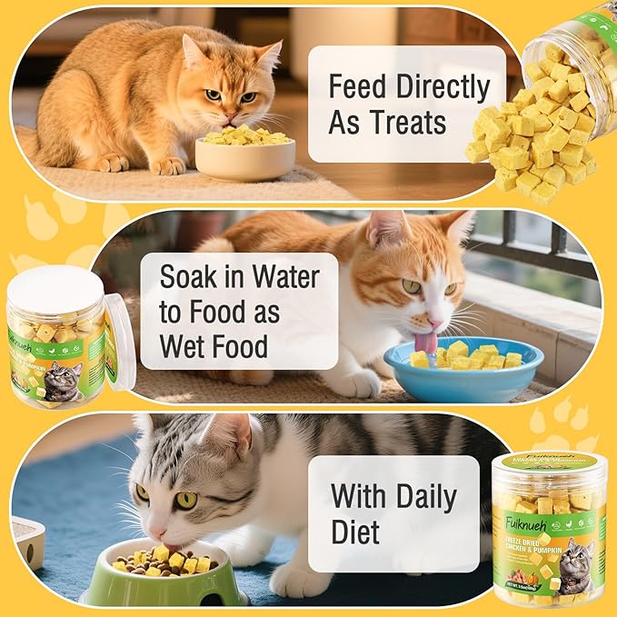 Freeze Dried Pumpkin and Chicken for Dogs and Cats, 100% Pumpkin and Chicken, Natural Treats for Digestion Health, Healthy Food Topper 3.5 oz