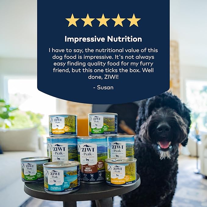ZIWI Peak Canned Wet Dog Food – All Natural, High Protein, Grain Free, Limited Ingredient, with Superfoods (Venison, Case of 12, 6oz Cans)