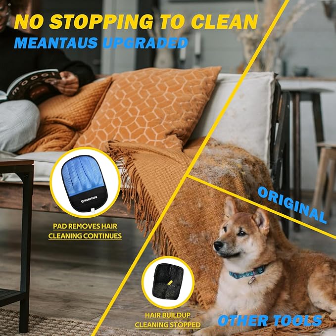 Reusable Pet Hair Removal Mitt, Electrostatic Pet Fur Remover for Dogs & Cats, Works on Furniture, Clothing, Bedding & Car Seats – Washable & Durable (Upgraded – with Self-Cleaning Pad)