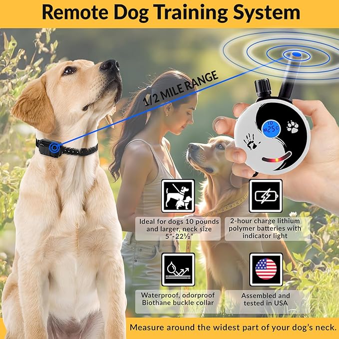 E-Collar – Educator ZEN-300-1/2 Mile Waterproof Remote Dog Training Collar Includes Premium Finger Clicker Trainer, 100 Programmable Levels + Vibration + Light + Sound