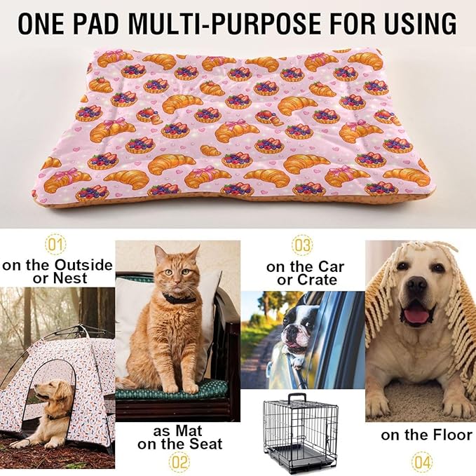 Dog Bed for Crate Washable Pet Sleep Pad, Dessert Kennel Mat with Non-Slip Bottom, Soft Fluffy Supplies Pet for Dogs and Cats (24x18 inch)