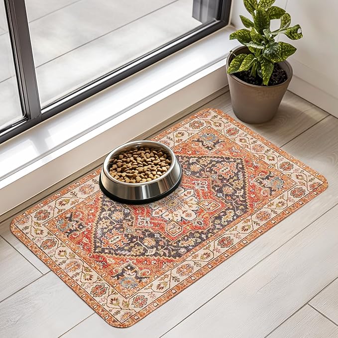 Dog Food Mat for Floors Waterproof Quick Dry Pet Placemat Cat Feeding Bowls Mats for Food and Water, Eco-Friendly Dog Accessories Diatomite Pets Supplies 17" X 30"