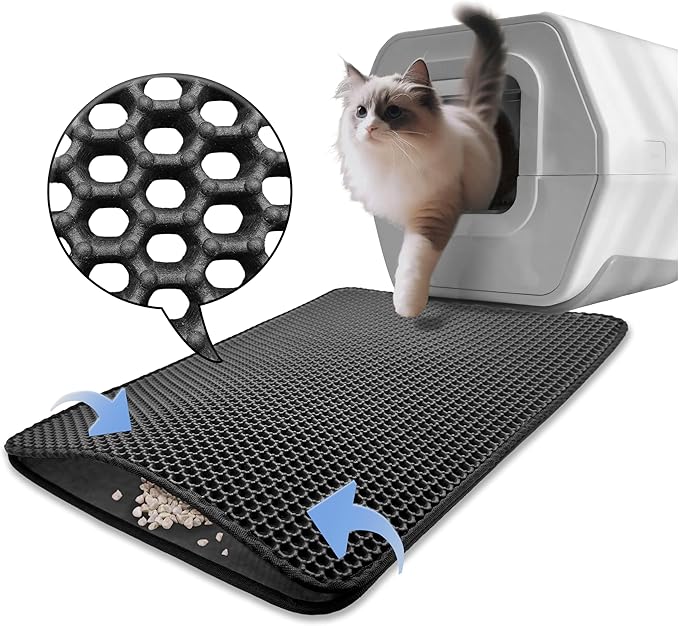 HTTMT- (25.6x22 inch) Pet Supplies Cats Litter & Housebreaking 65X55 Black Cat litter Mat Double Layer Pad Trapper Folding Pad EVA Foam Rubber