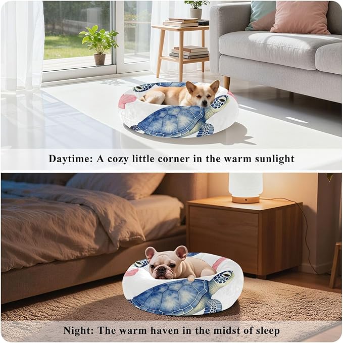 Pet Cat Beds Relieve Stress fluffier Dog Pillow Bed for Medium Size Pets Supplies Turtle Ocean Print