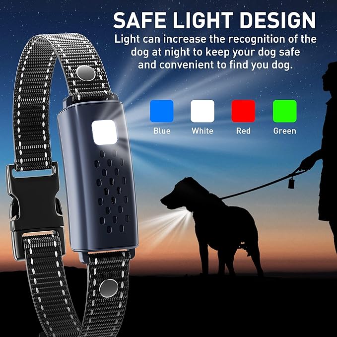 Dog Shock Collar with Flashing Light for Night Walks,4000FT Dog Training Collar Adjustable Pitch Beep(1-8), Vibration(1-16), Safe Shock(1-99), and Keypad Lock, Shock Collar for Dogs