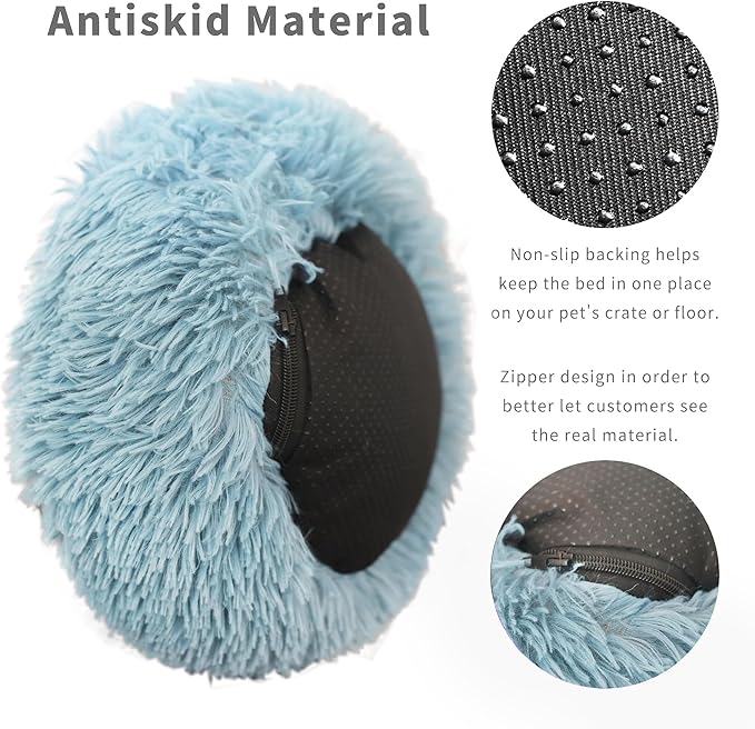 Chinchilla Bed Blue for Cage Fluffy Round Beds for Small Animals Washable Anti Slip