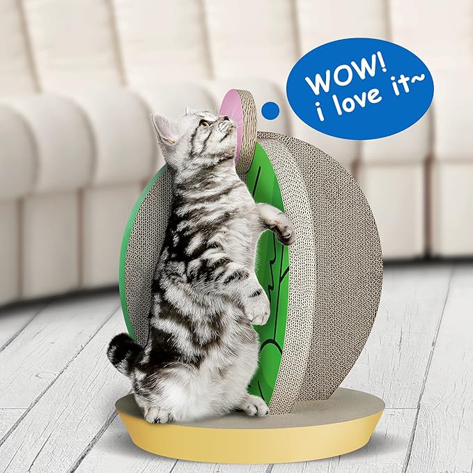 FluffyDream Cat Condo Scratcher Post Cardboard, Cactus Shape Cat Scratching House Bed Furniture Protector, Green Colour