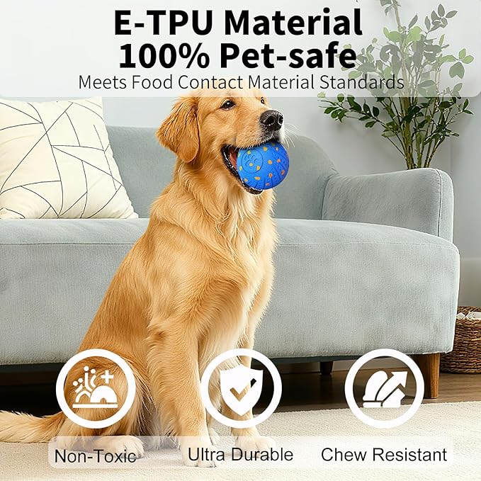 2-in-1 Interactive Dog Ball Toy for Aggressive Chewers, Automatic Moving & Bouncing E-TPU Dog Ball, 3 Modes Smart Pet Toy with Motion Sensor, USB-C Rechargeable Enrichment Toy for Medium Large Dogs