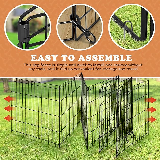 Pet Dog Playpen 24/30/36/42/48 Inch Metal Portable Dog Exercise Pen Indoor Outdoor Folding Yard Puppy Dog Fence for Small Medium Large Dogs 8 Panel