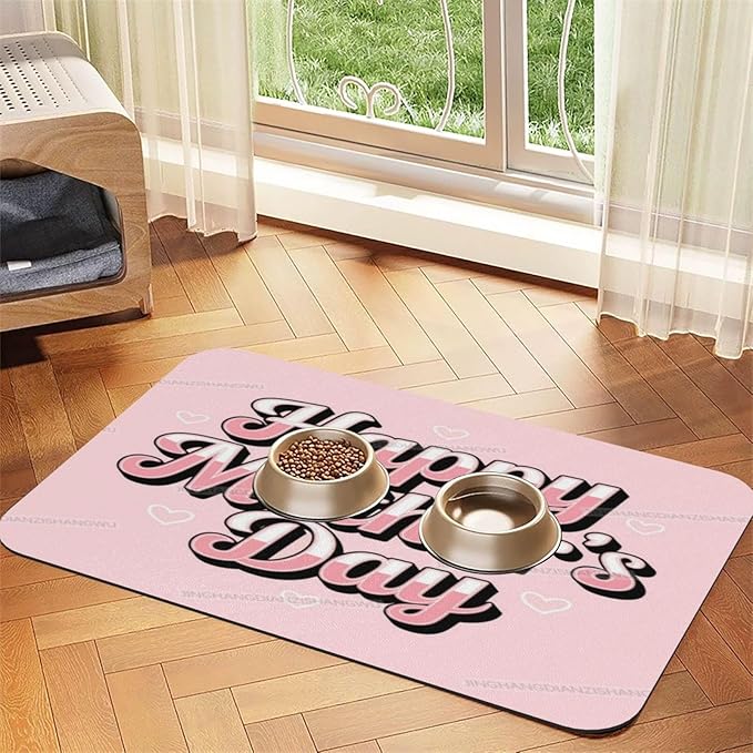 Dog Food Mat Dog Mat for Food and Water 24x16In Happy Mother's Day Floral Gift for Mom Fl No Stains Cat Pet Feeding Mats Water Bowl Messy Drinkers