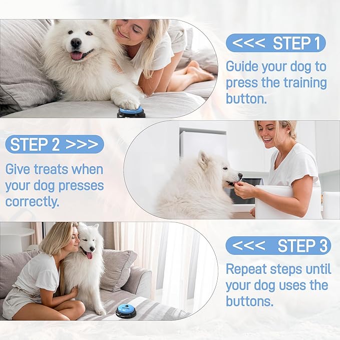 Dog Buttons Talk, 6 Pack Dog Communication Buttons, Recordable Talking Training Buttons for Dogs,30 Seconds Voice Dog Speaking Buttons with Dog Bath Brush Set